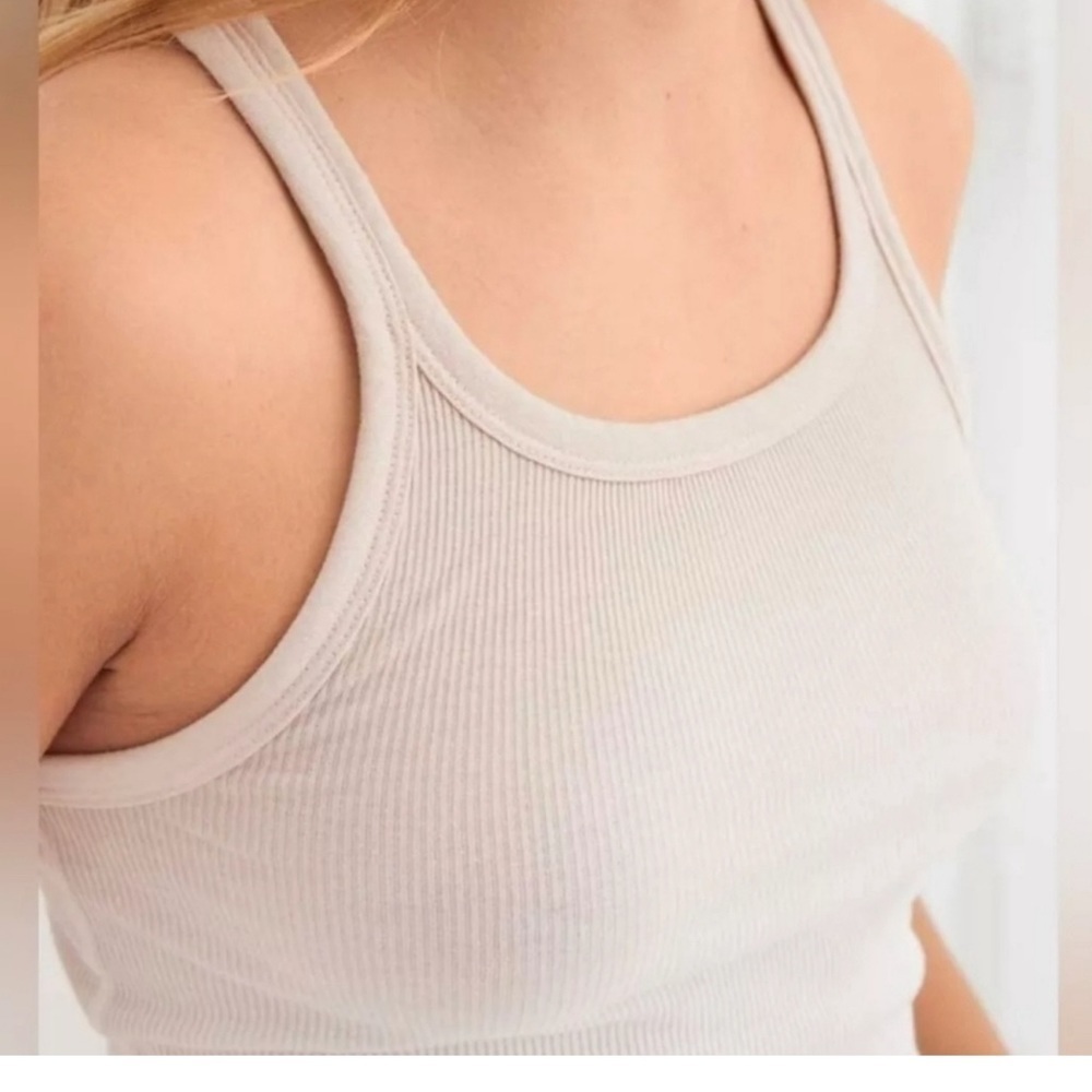 Aerie ombre ribbed tank top S NWT tan cream neutral - Picture 3 of 6